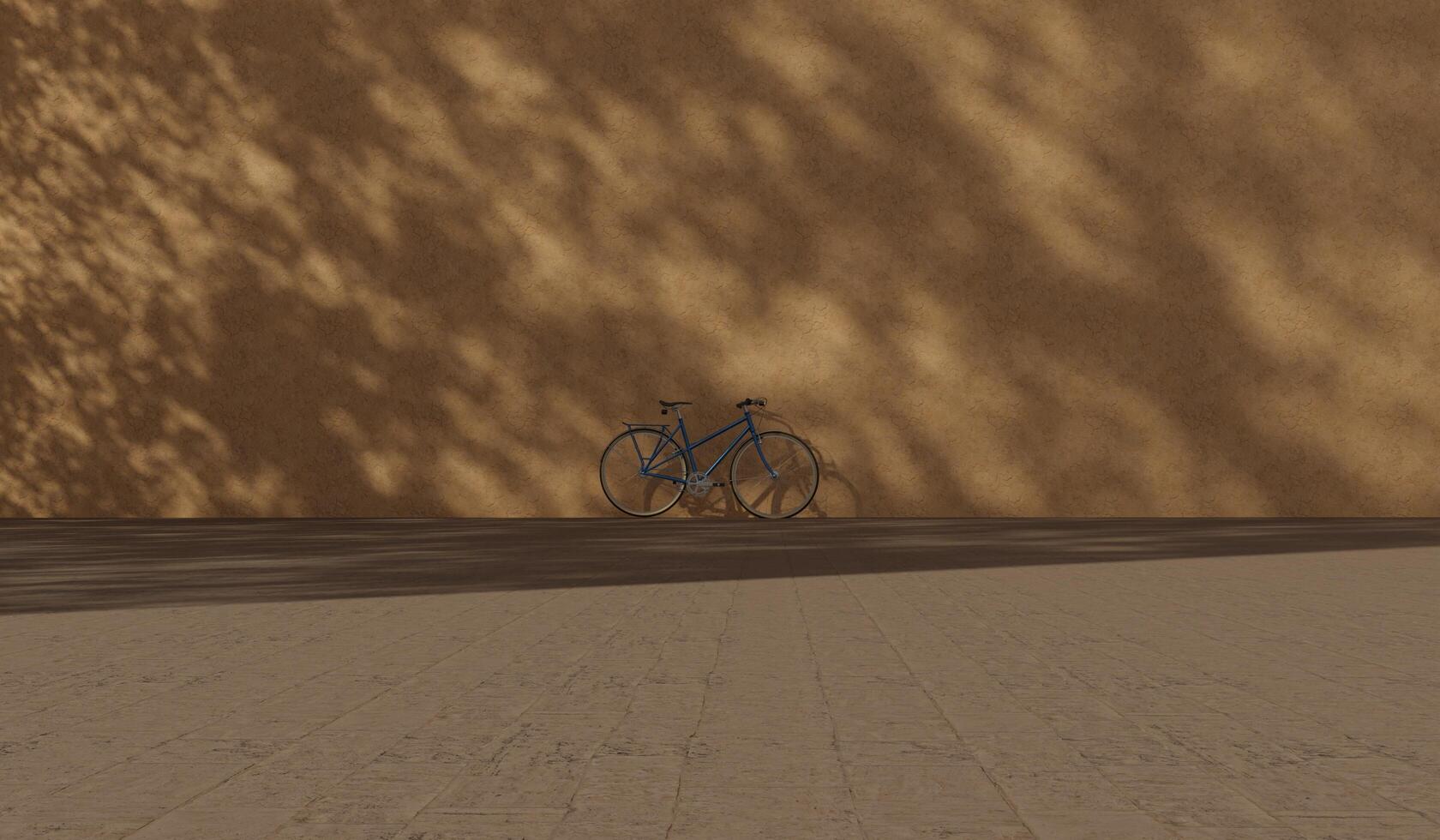 Bicycle leaning against the wall, floor wall, exercise, 3D illustration photo