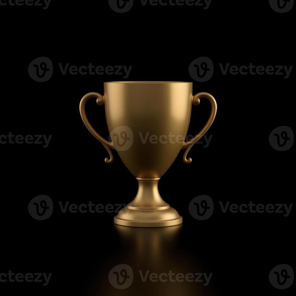 A gold trophy cup on a black background photo