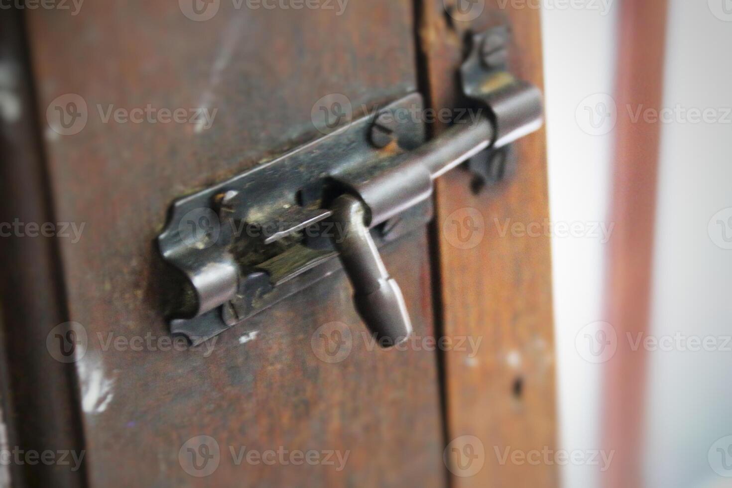 close up photo of door lock hinges installed on a house door. as a home security