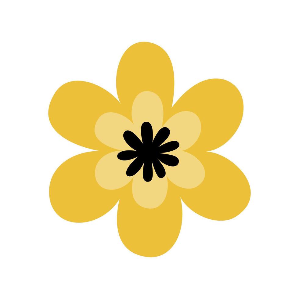 Cute flower decorative icon illustration design graphic flat style yellow color vector