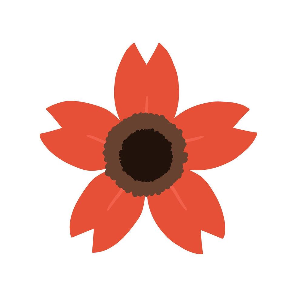 Red flower flat icon on white background for web design, Modern sign. vector