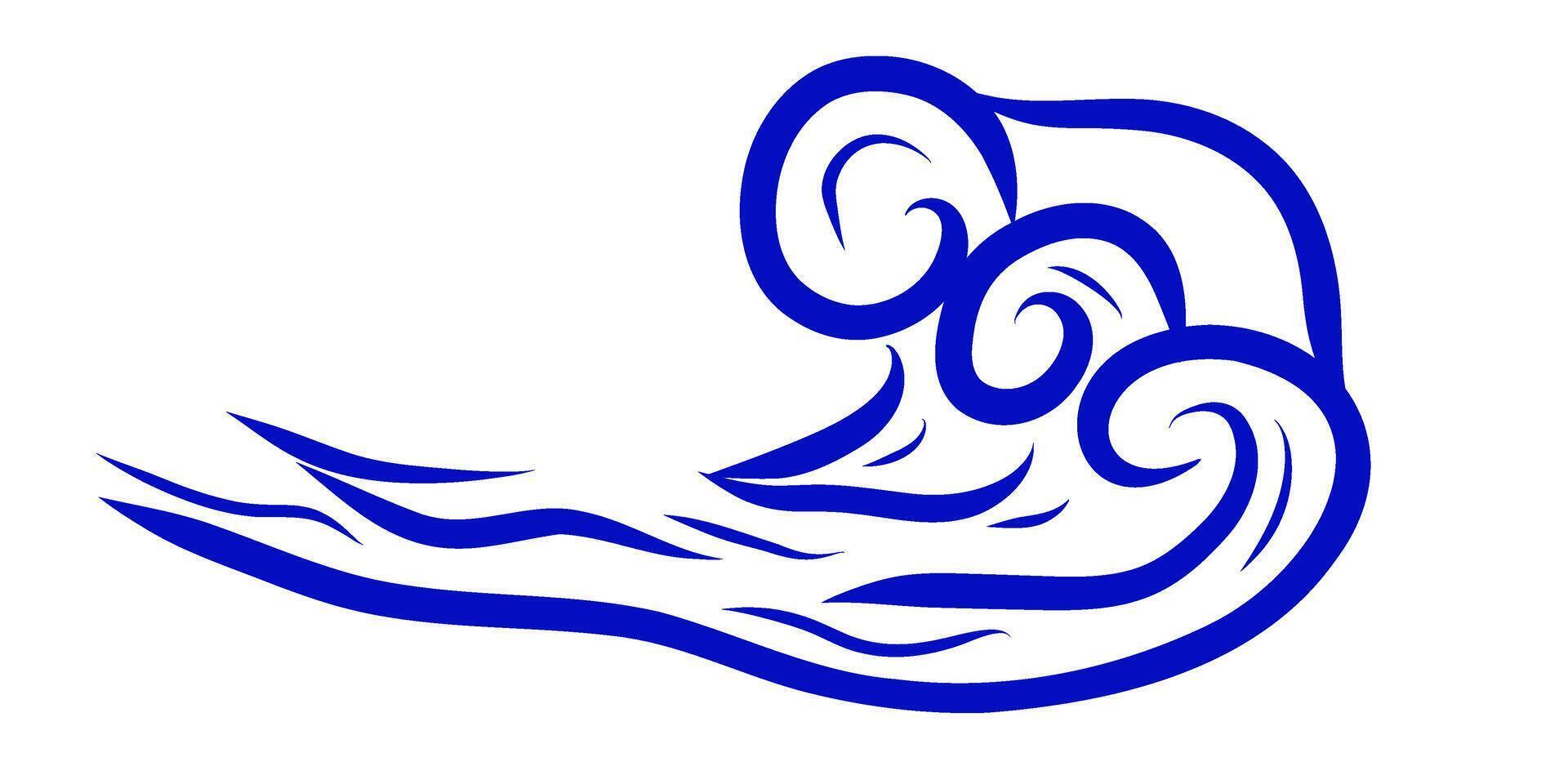 Blue sea wave illustration, ocean, sea, whimsical wave vector