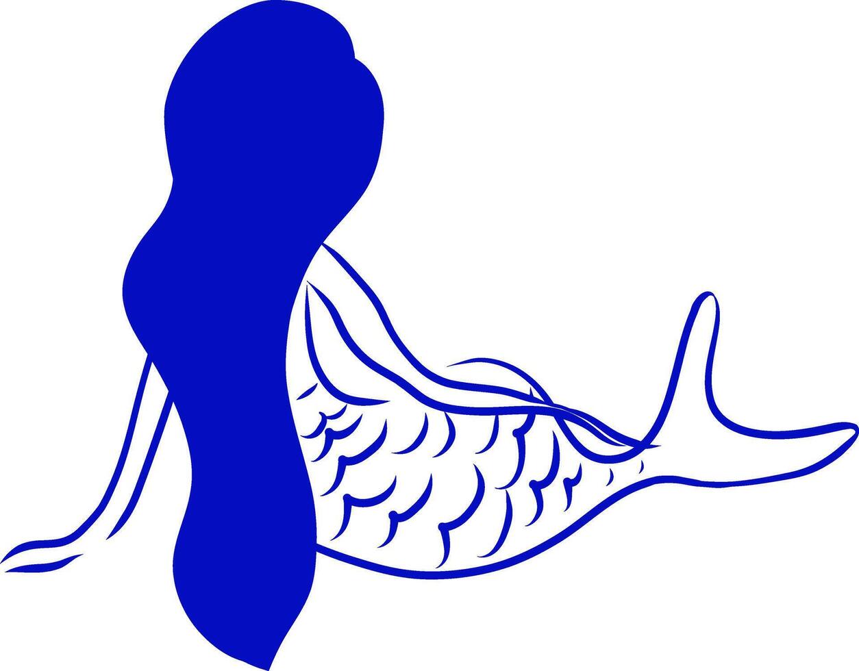 Whimsical blue mermaid illustration vector