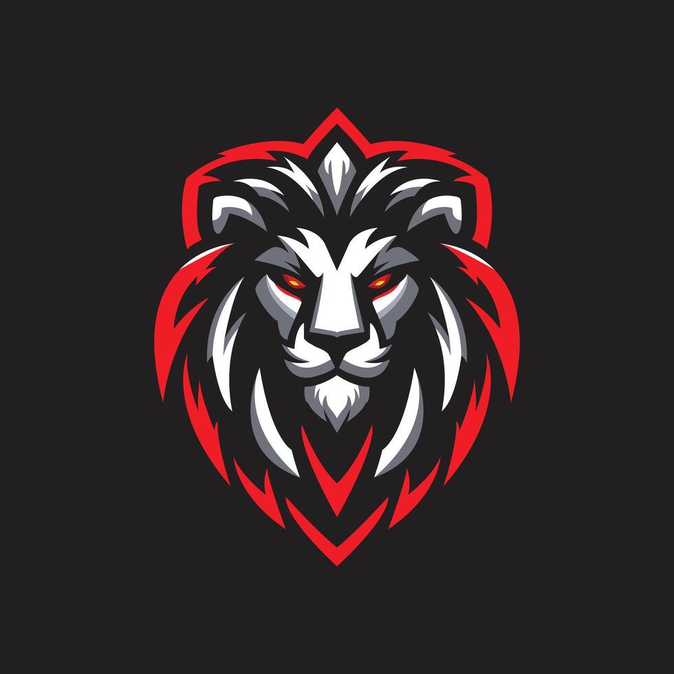 Fierce Lion Mascot Design with Red and Black Details vector