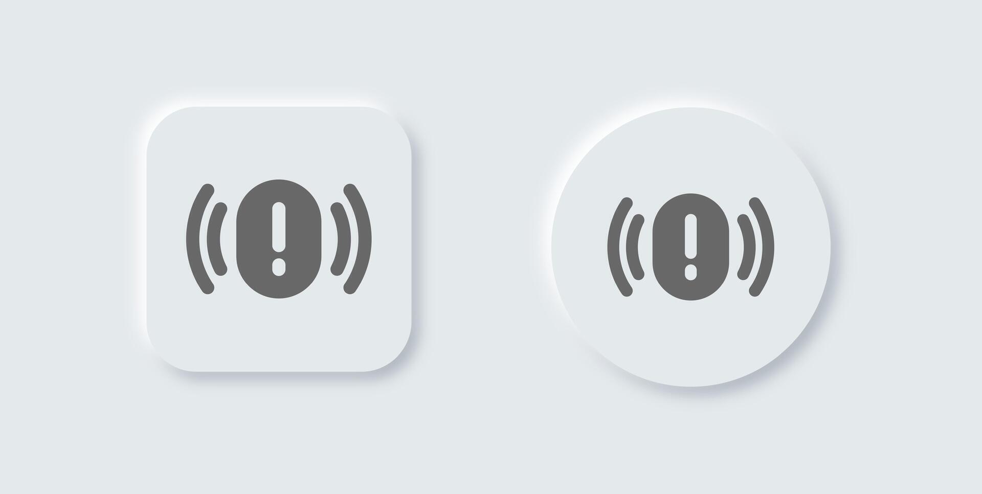 Urgency solid icon in neomorphic design style. Alert signs illustration vector