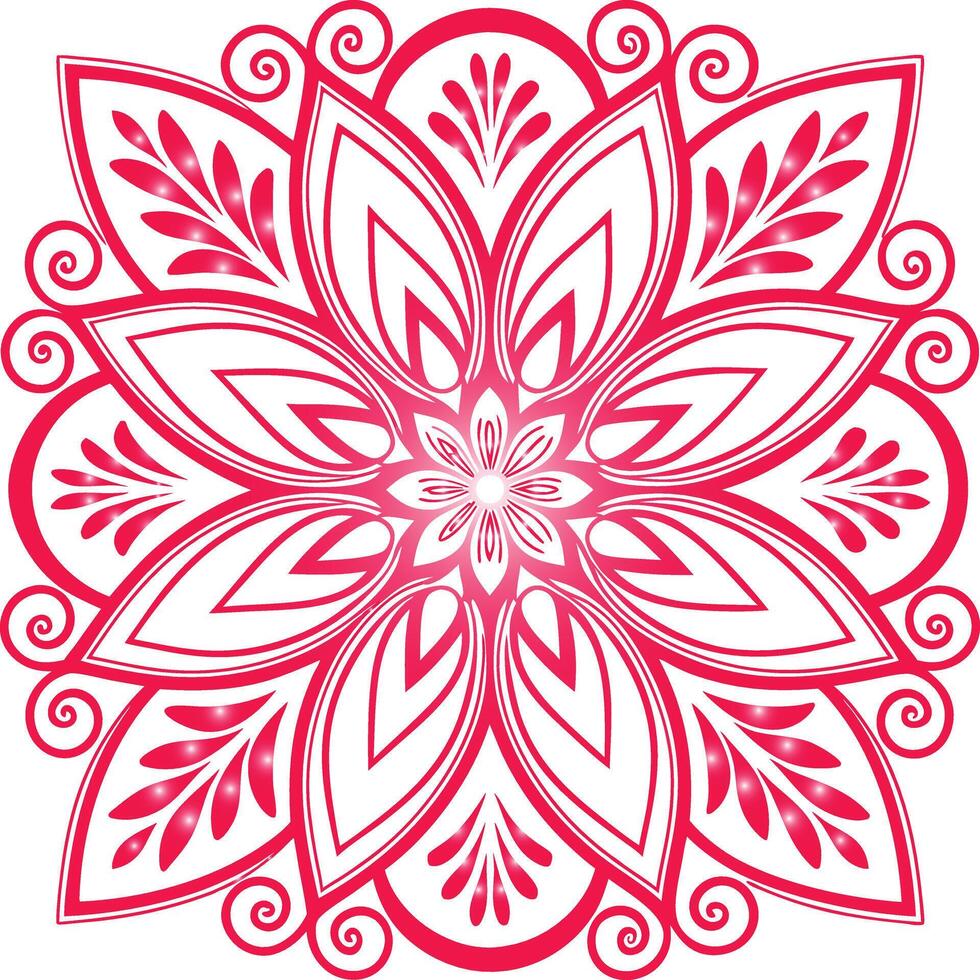 Intricate Pink and White Mandala with Symmetrical Floral Pattern and Ornate Details vector