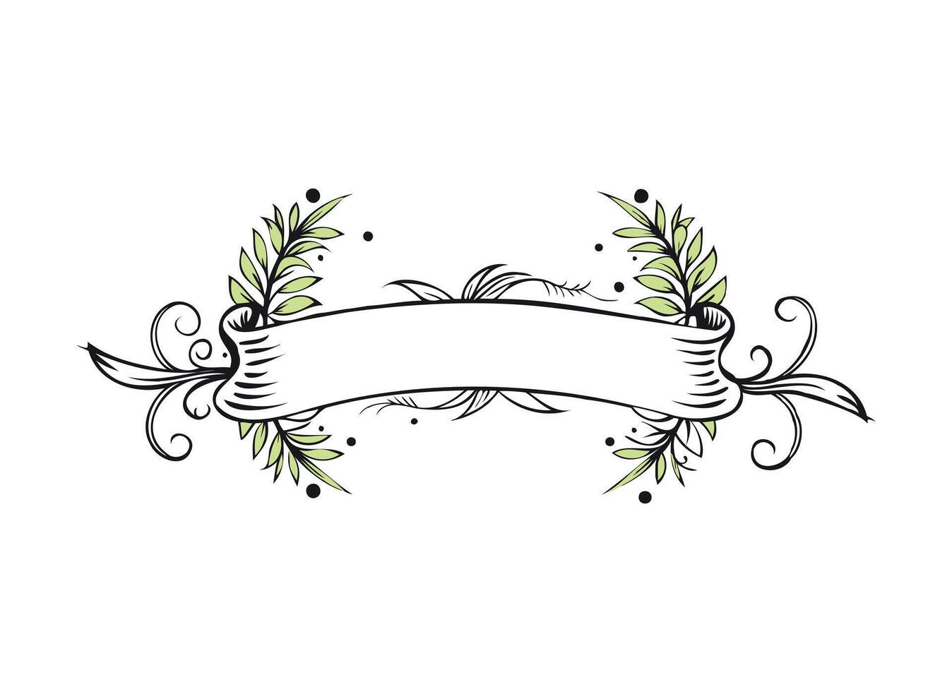 Elegant Floral Banner with Leafy Accents - Elegant Illustration vector