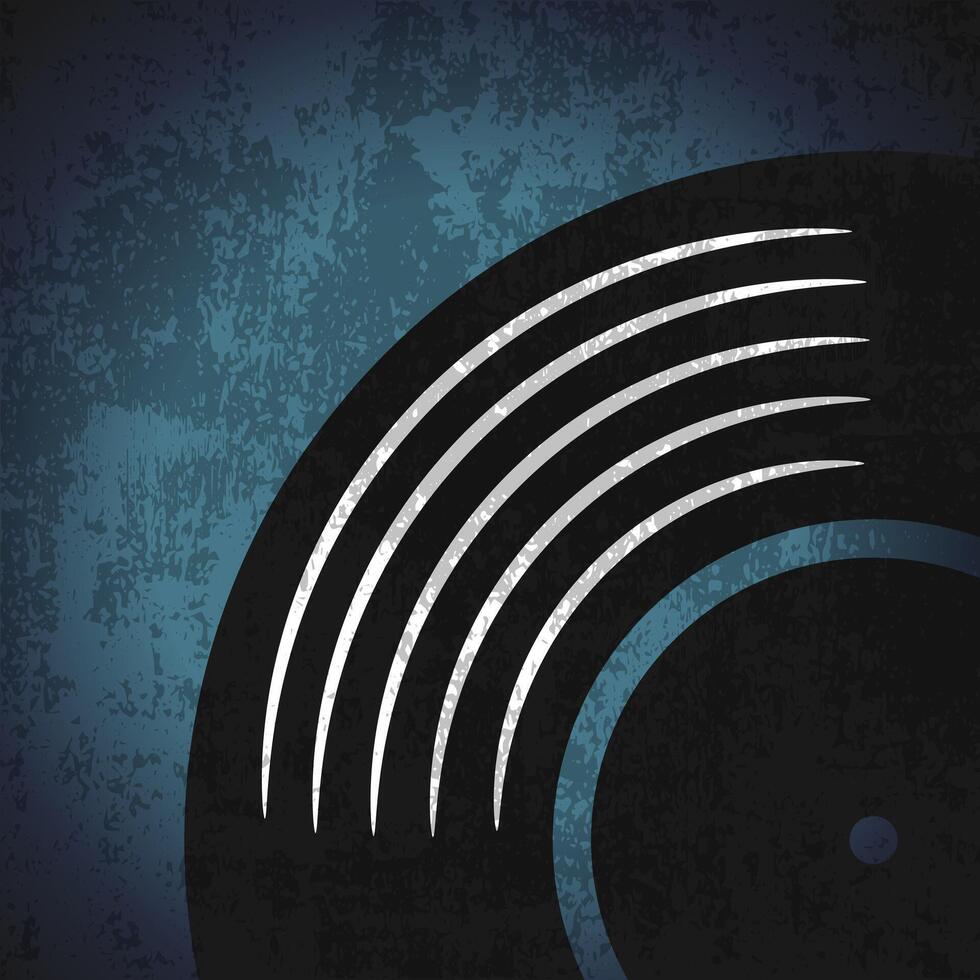 Grunge vinyl record emblem retro background. Record vinyl disc vintage background vector