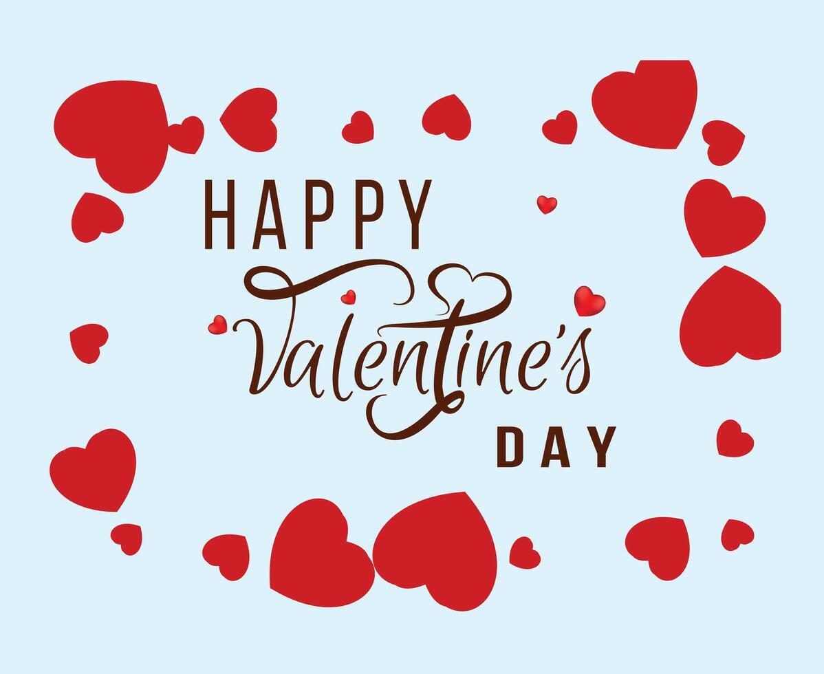 Happy Valentines Day typography poster with handwritten calligraphy text, vector