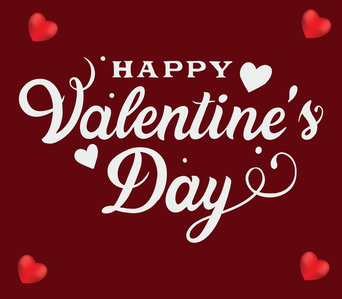 Valentine's Day Minimal Heart Design Card with calligraphy text, vector