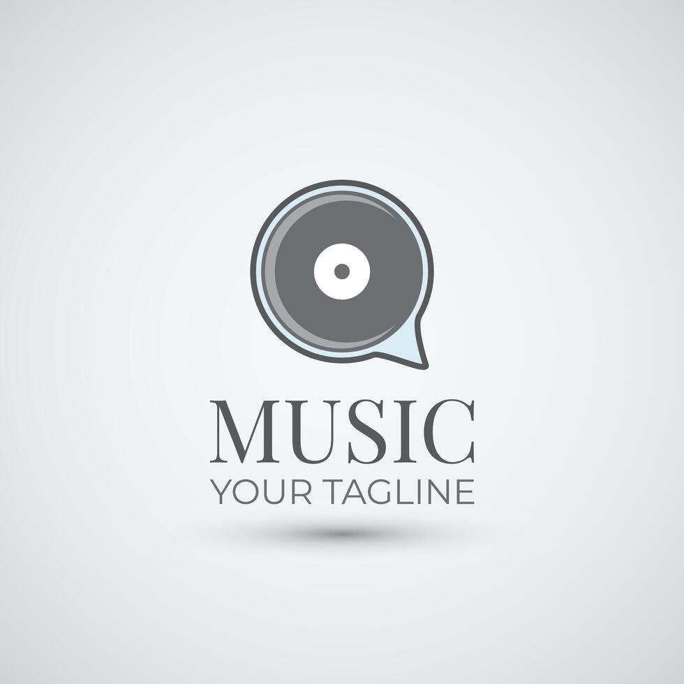 Chat disc music logo design icon template vector