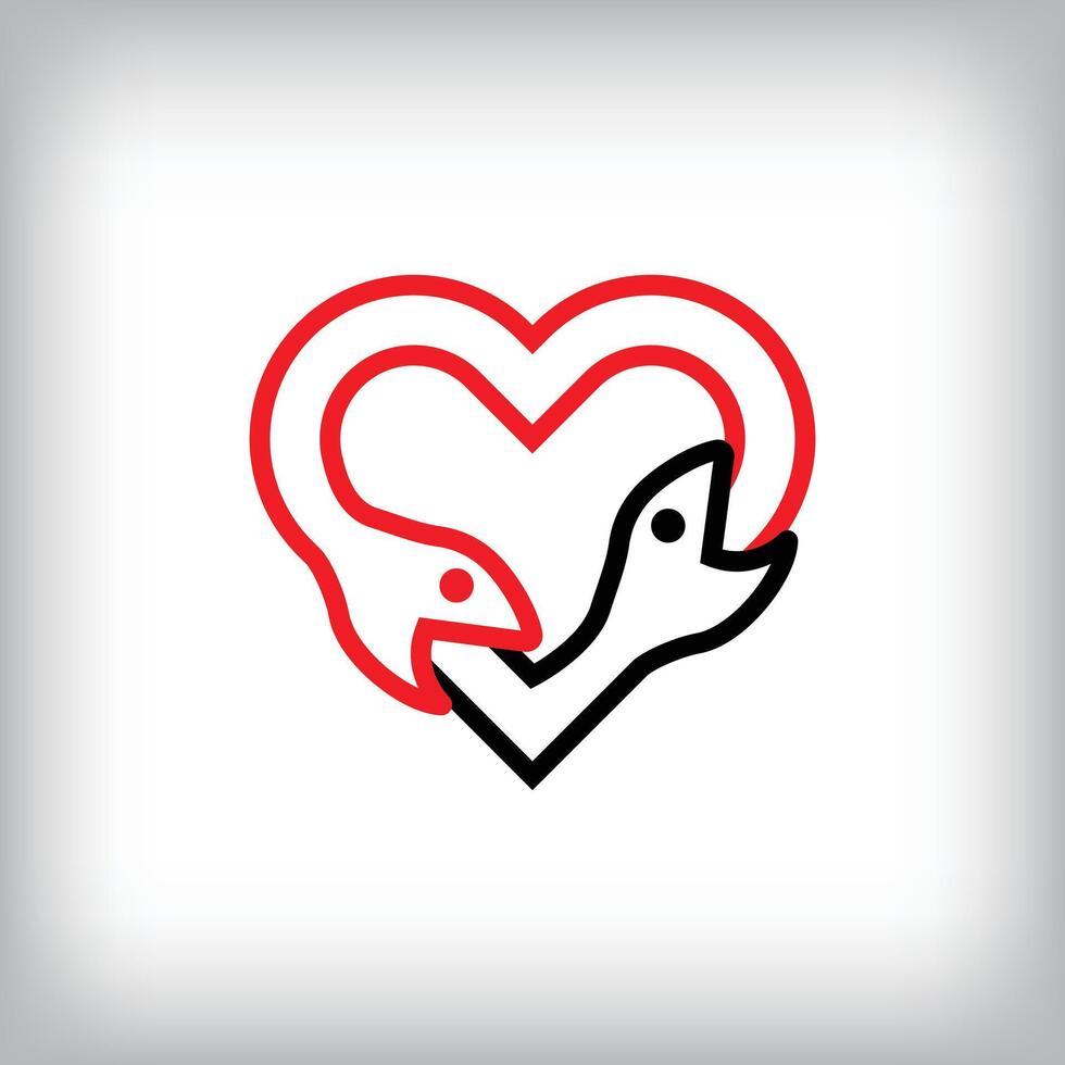 Ouroboros infinity heart sign logo design. Self-eating snake linear design for companies. Traditional reptile template vector