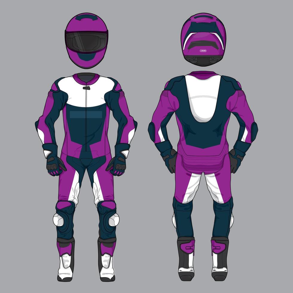 Sports Racing Suit in Purple Color Combination Template vector