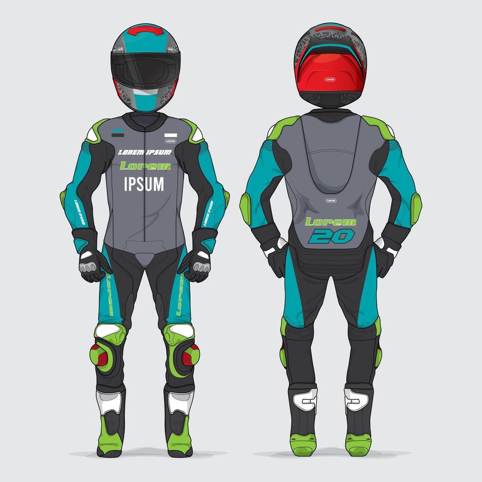 Isolated Mock up of Motorcycle Racing Suit Template vector