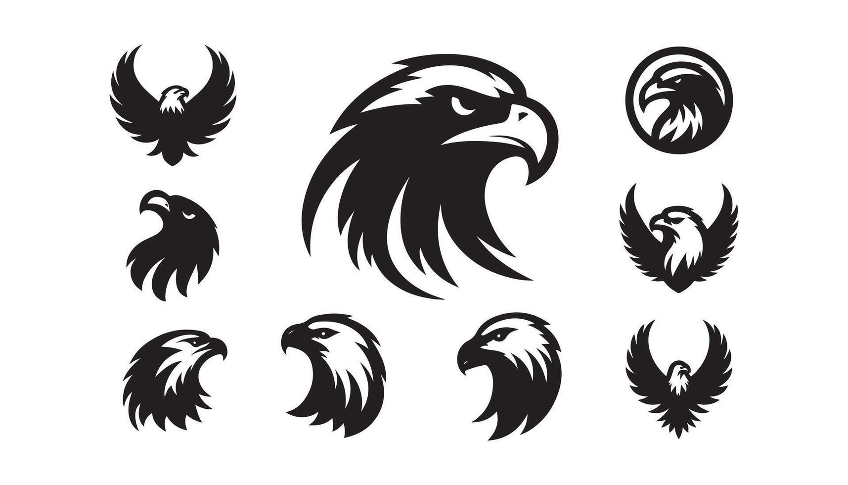 Eagle Head silhouette set, Illustration ,free download vector