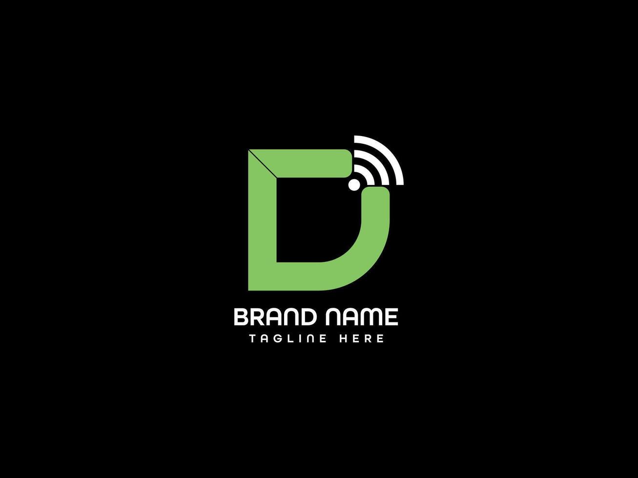 D Letter Mark Logo Design Wifi Concept vector