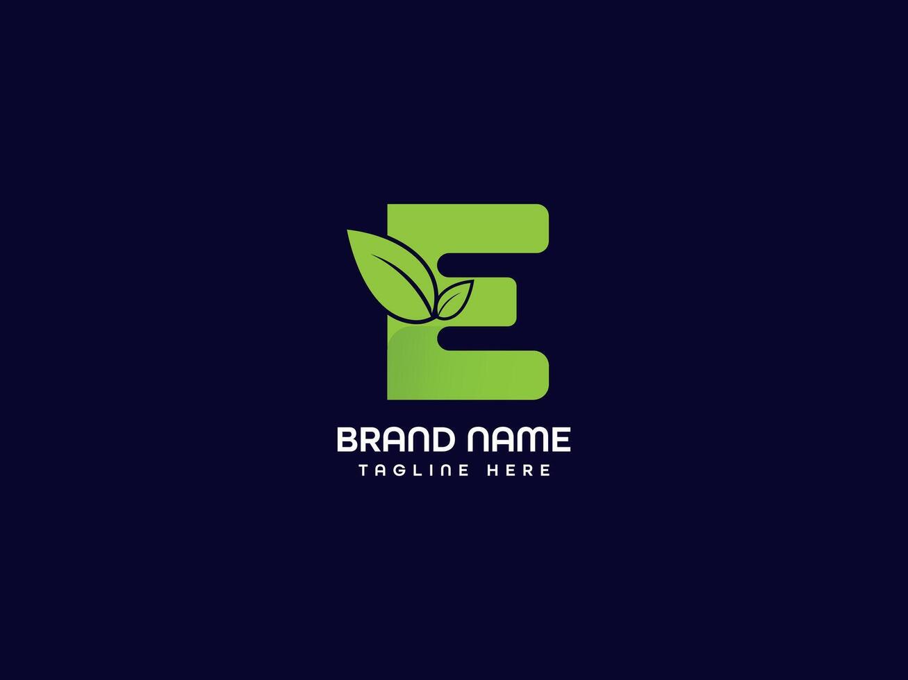 E Letter Logo Design With leaf.lettermark vector