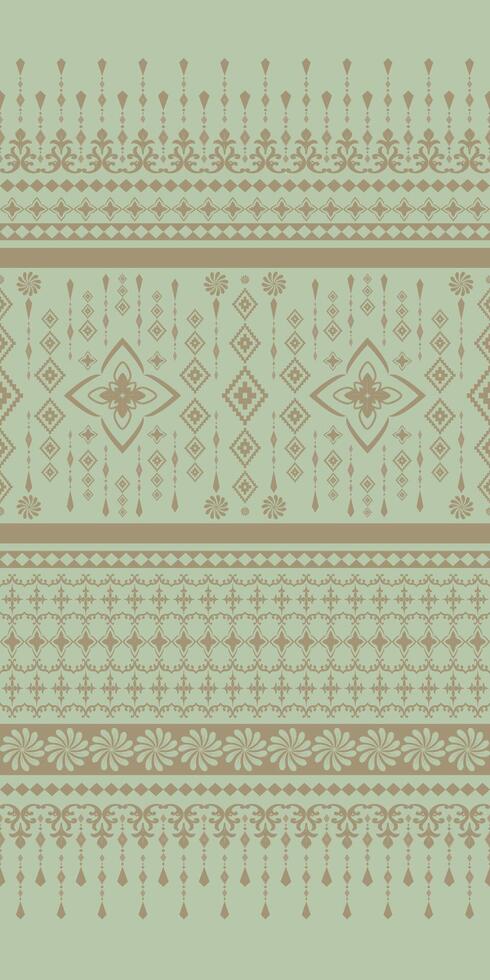 Rusty Gold Traditional Motif Thai Arts on Jade Background Seamless Pattern Jade embroider, print striped ornament floral, pattern, design for wrapping, silk, scarf, background, textile, carpet vector
