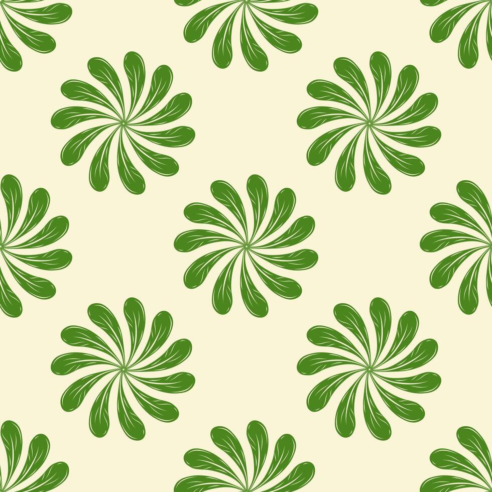 Unity Green Leaf on Light Yellow Background. The Seamless Pattern for All Design vector