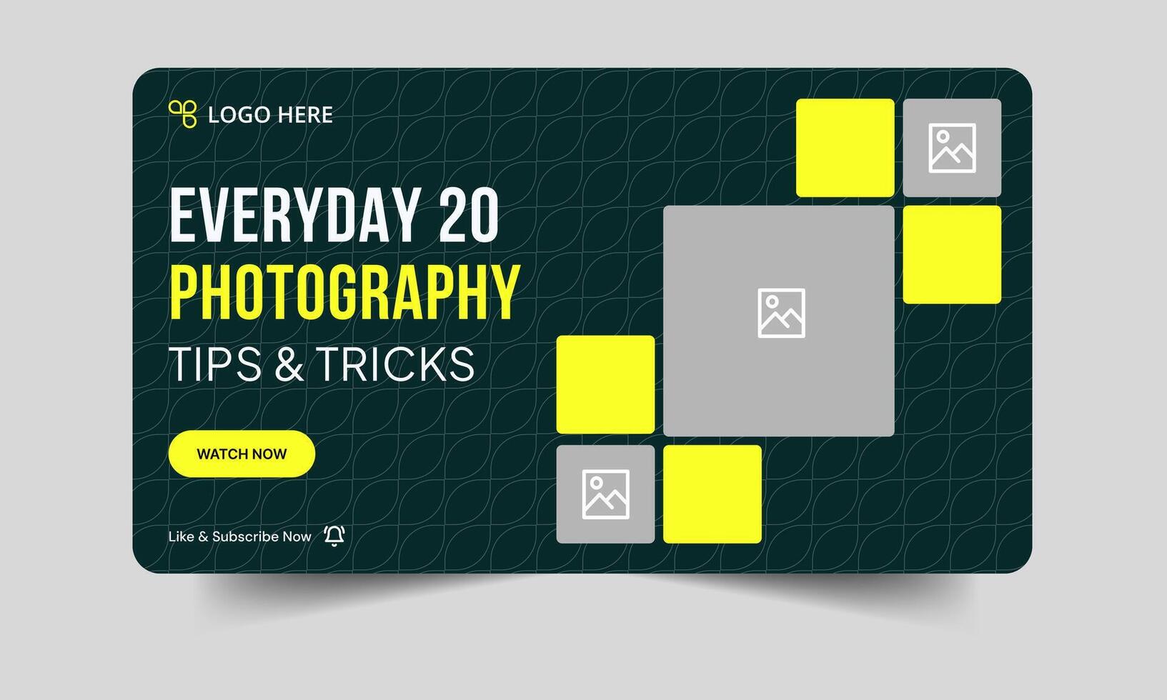 Photography tips and tricks thumbnail banner design, daily photography techniques cover banner design, fully customizable eps 10 file format vector