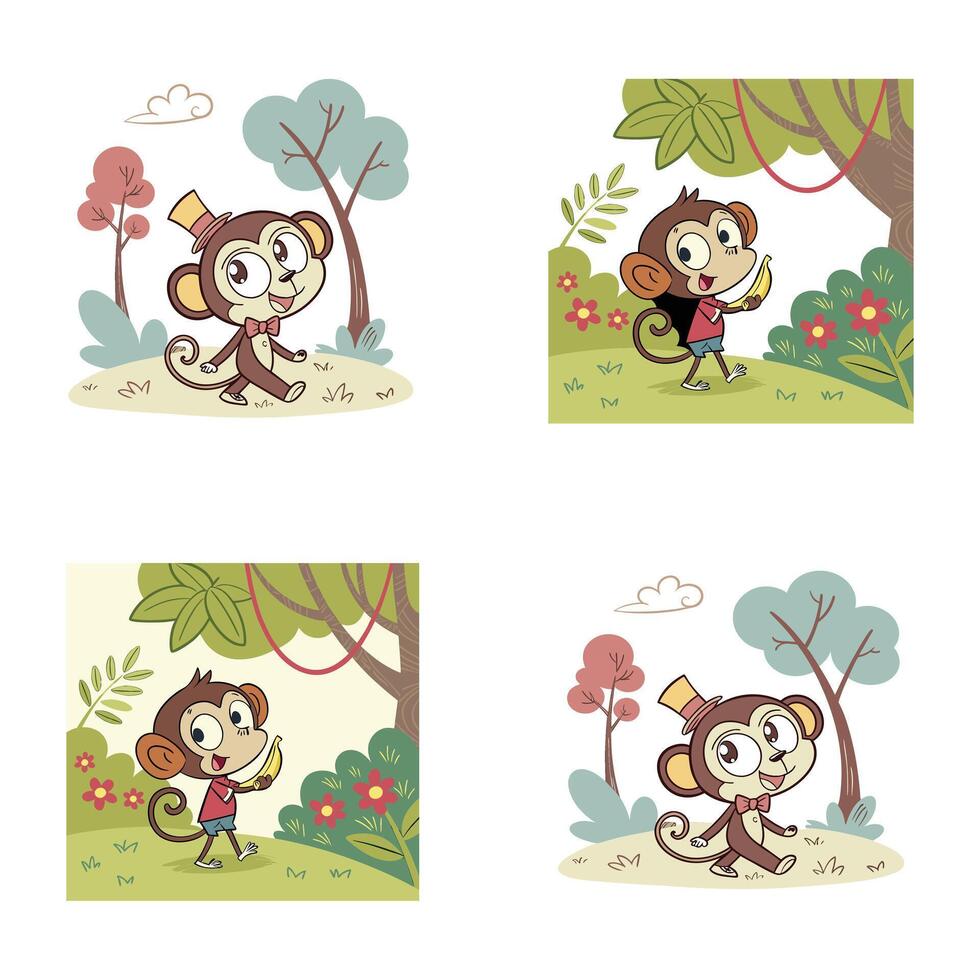 Funny monkey cartoon vector