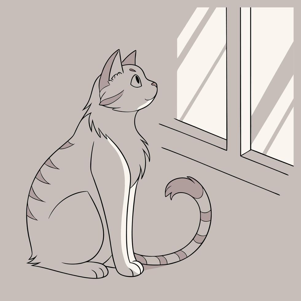 cat on window vector
