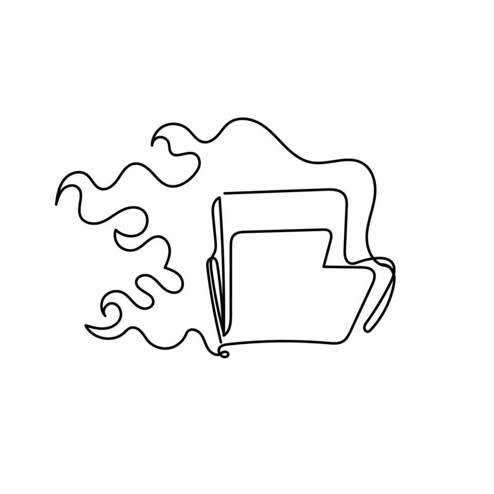 a drawing of a folder with a fire vector