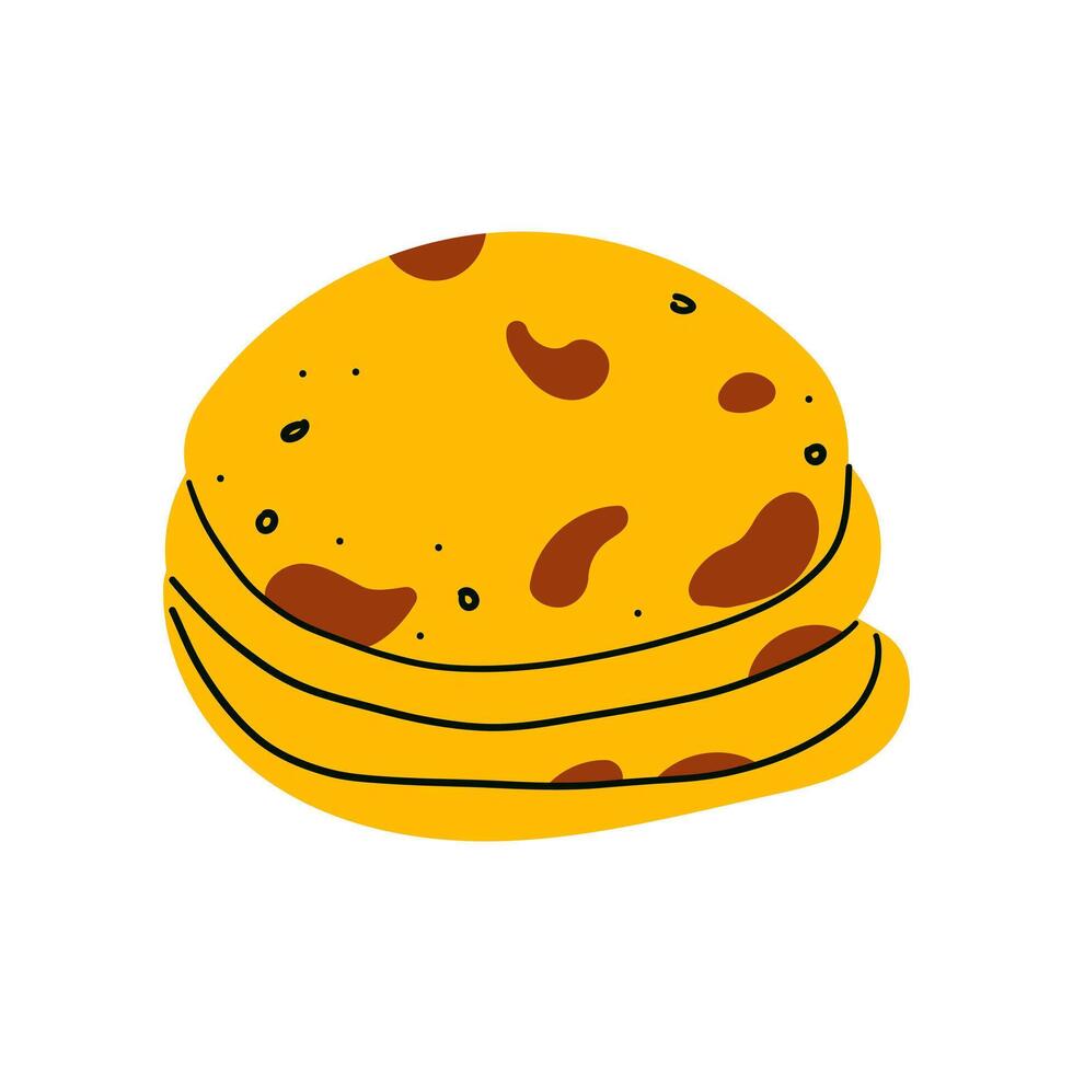 Tortilla. Pita bread. Mexican food, cuisine. Delicious snack, design element for menu, advertising. vector