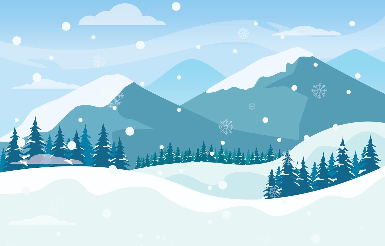 Flat design winter landscape. vector