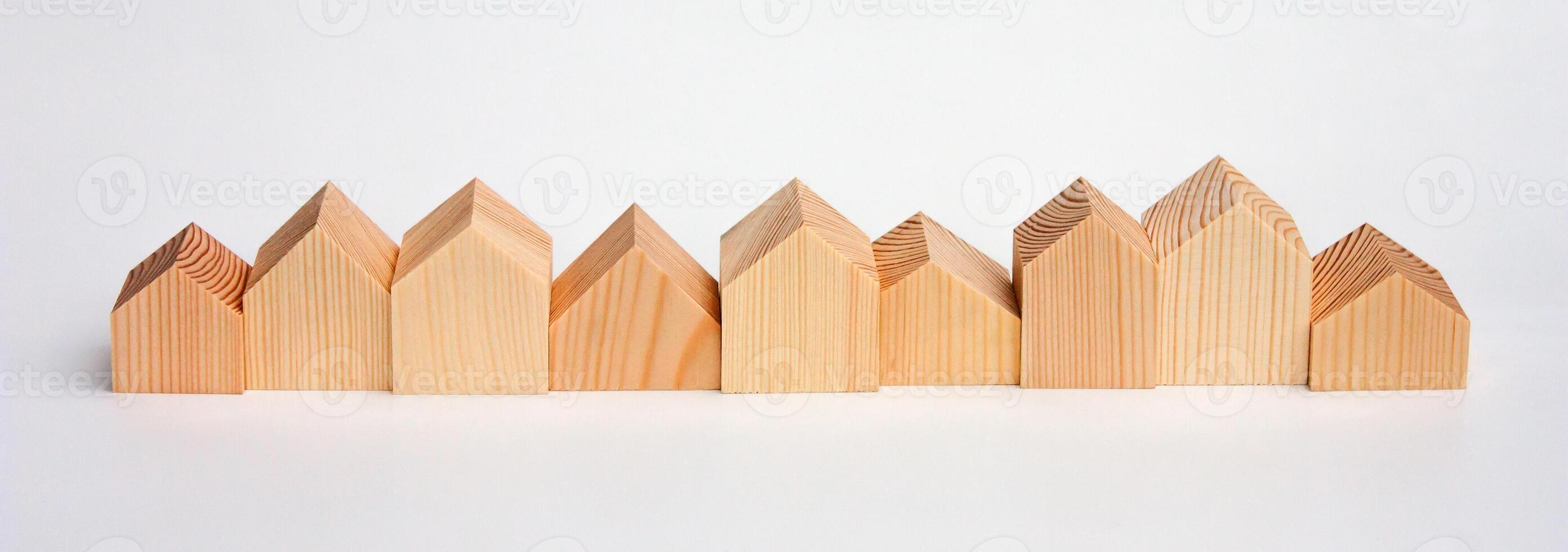 Wooden houses arranged in row photo