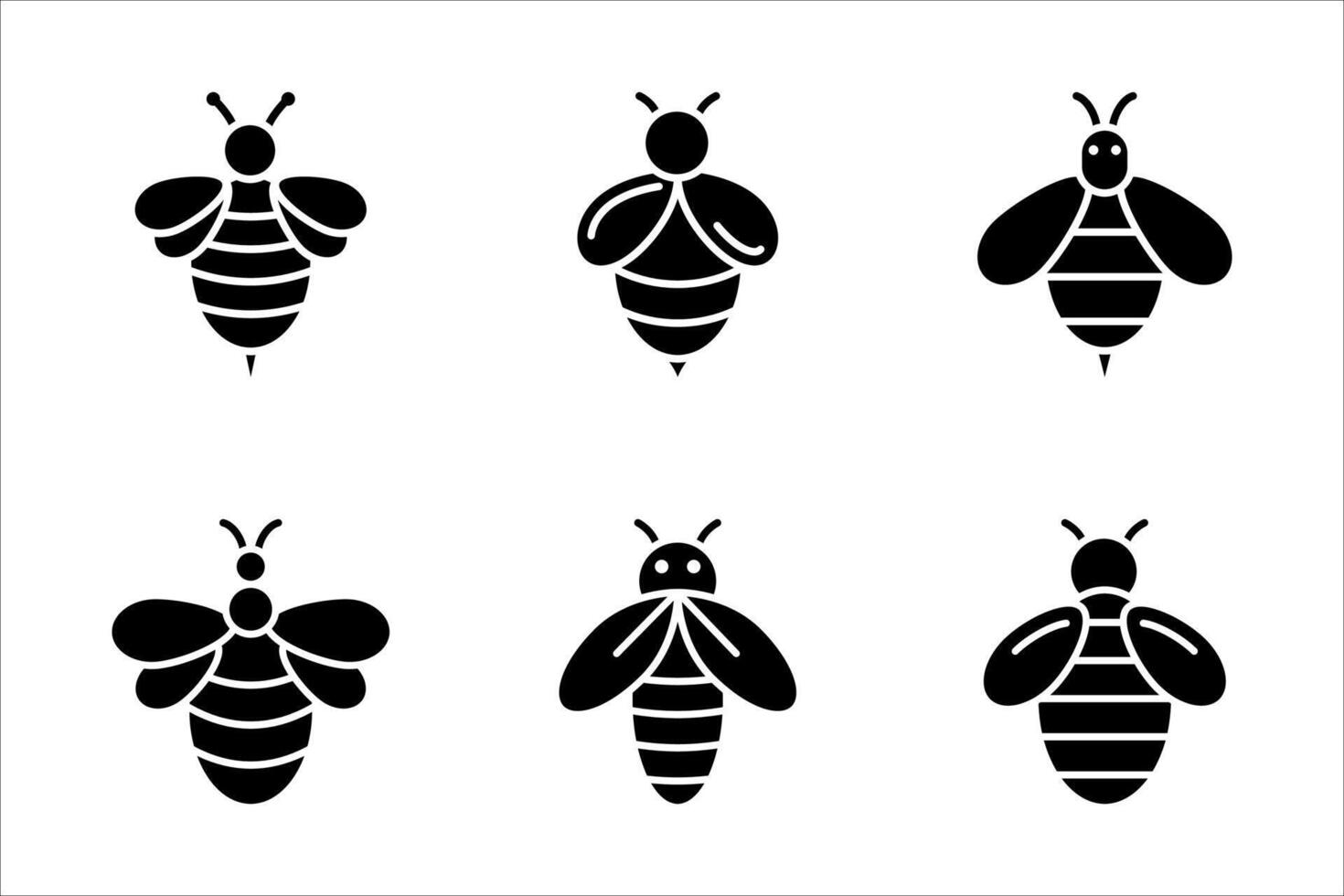 Bee icon set, on white background vector