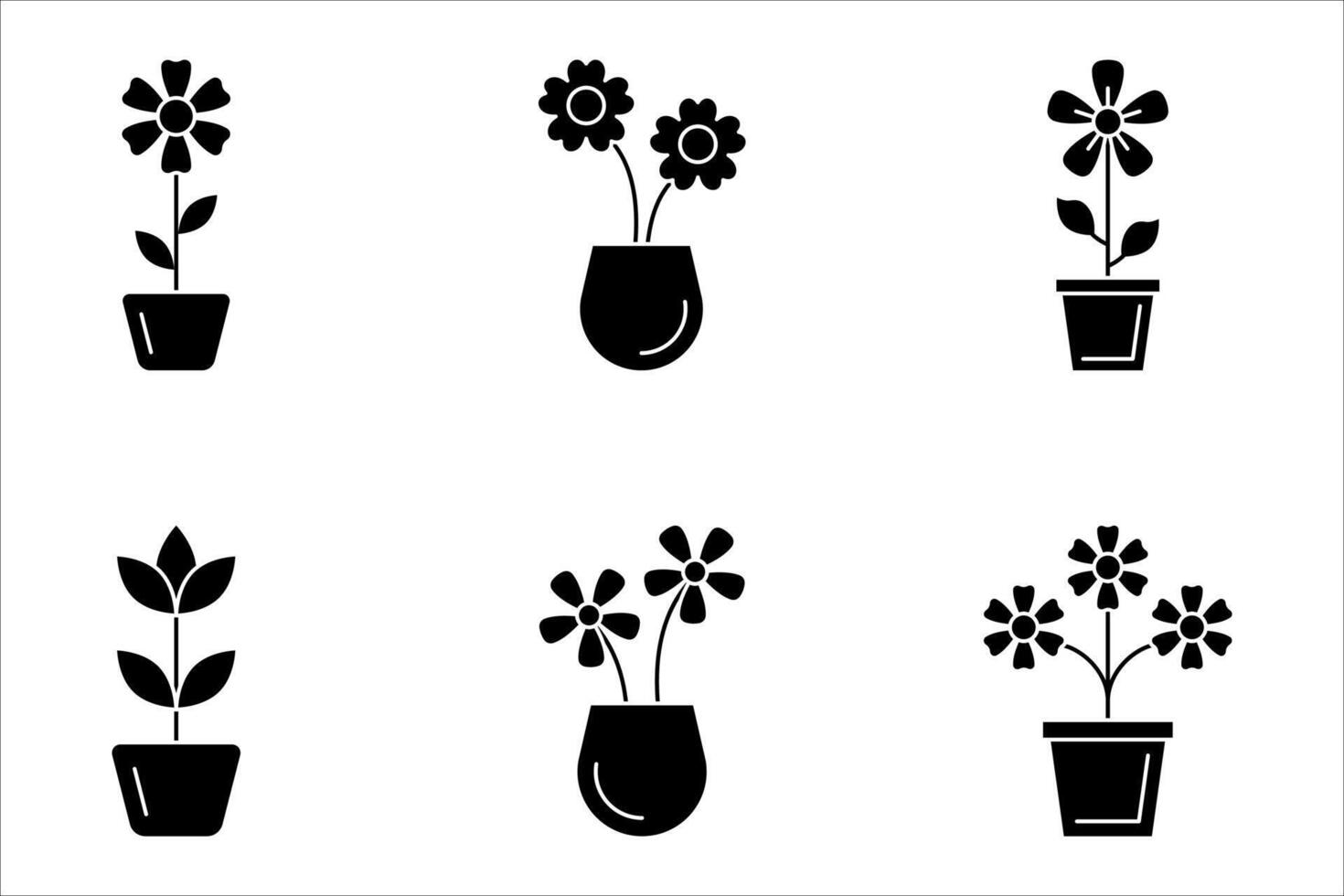 flower icons set, on a white background. vector