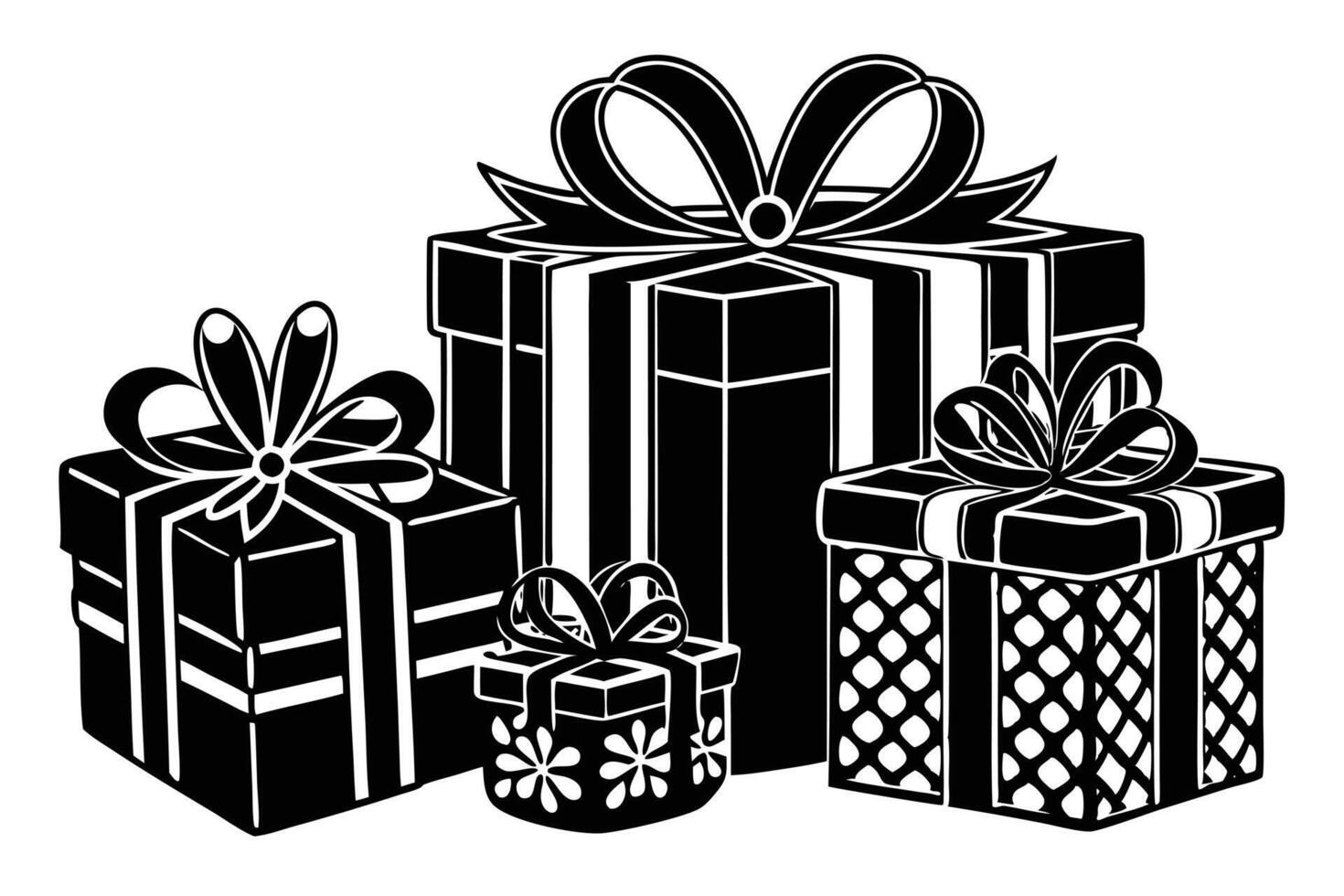 Stacked Gifts in a Stylish Black and White Design vector