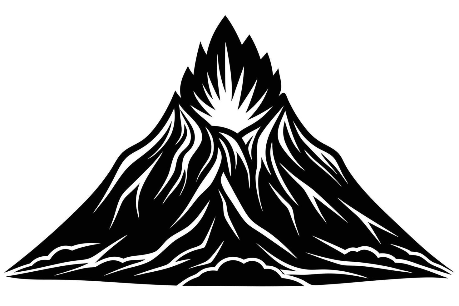 Intense Volcano Silhouette Graphic vector