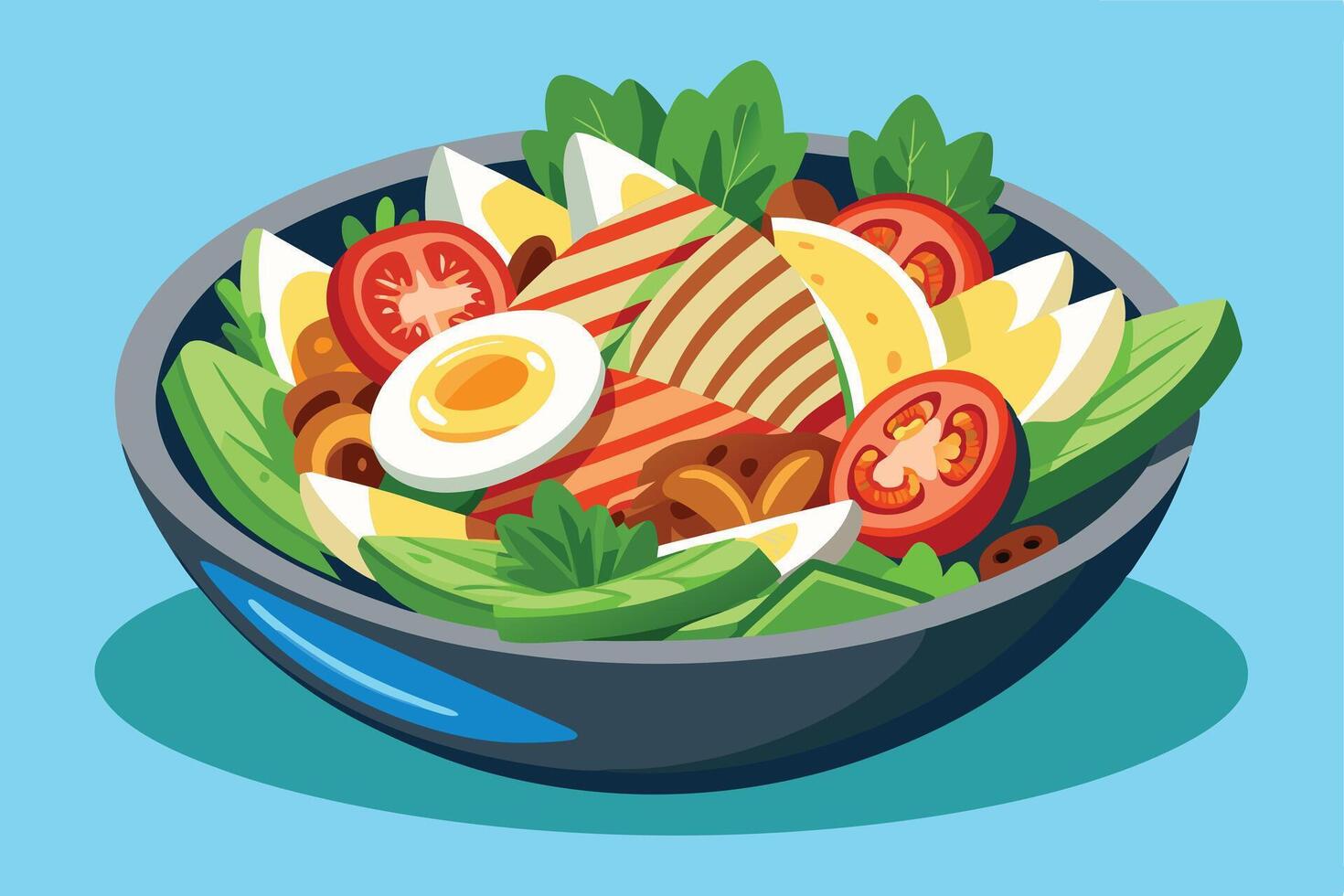 A Healthy Salad Bowl Illustration for Diet and Nutrition Stock Photos vector