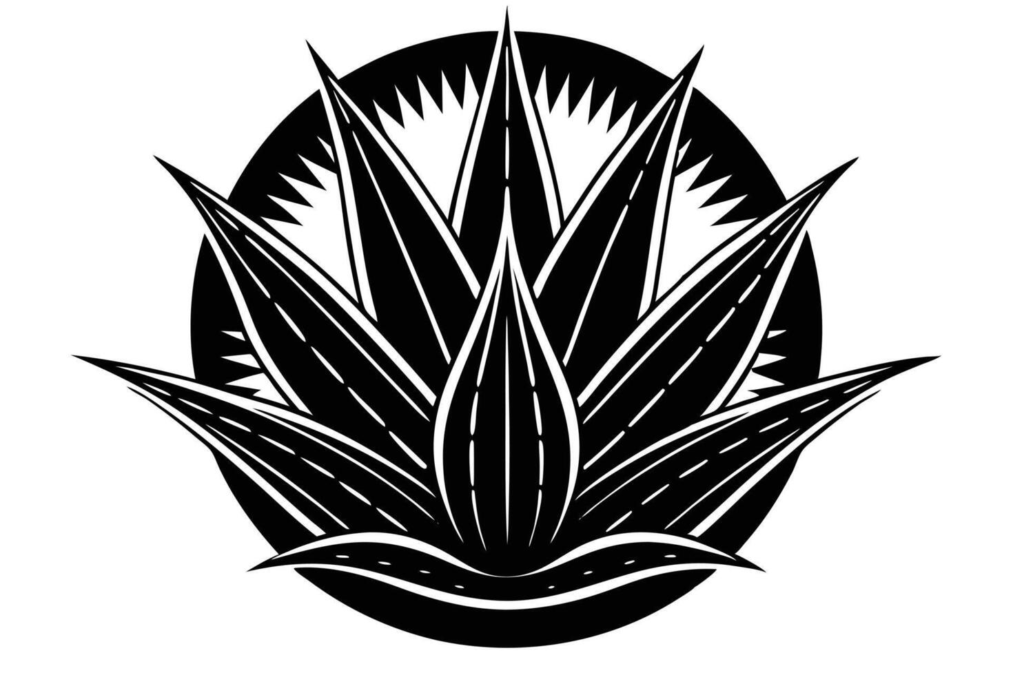Intricate Black and White Agava Illustration vector