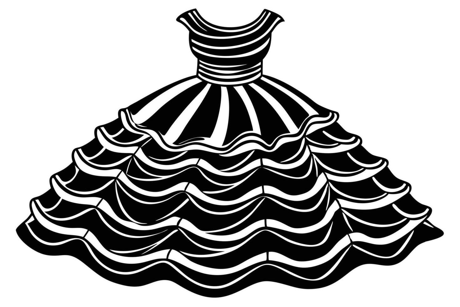 Elegant Black and White Striped Ball Gown Design vector