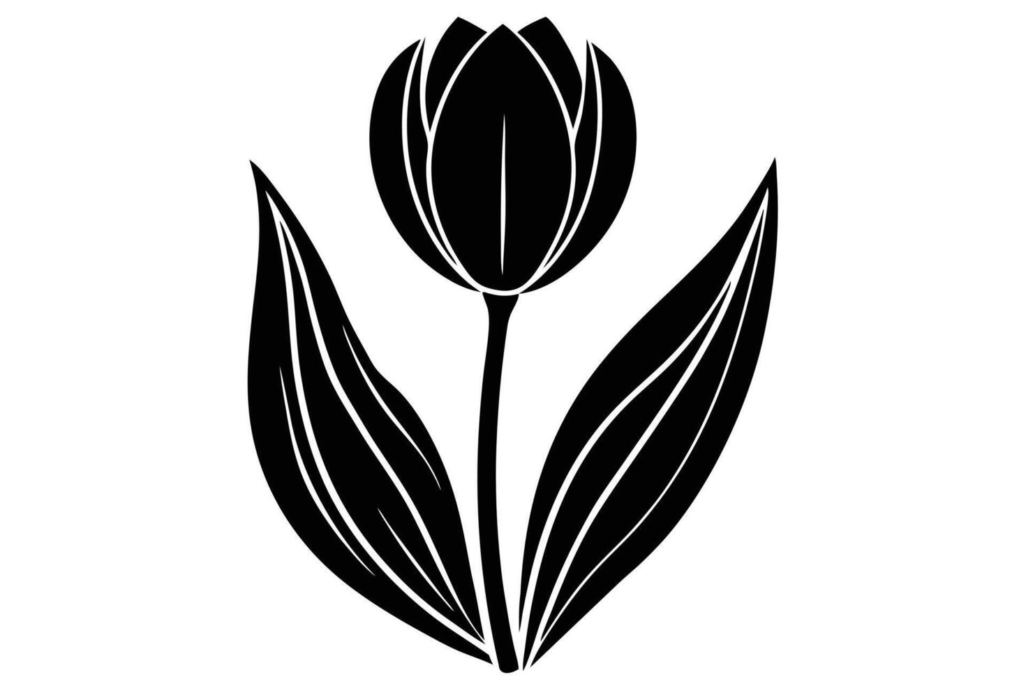 Elegant black and white silhouette of a tulip. vector