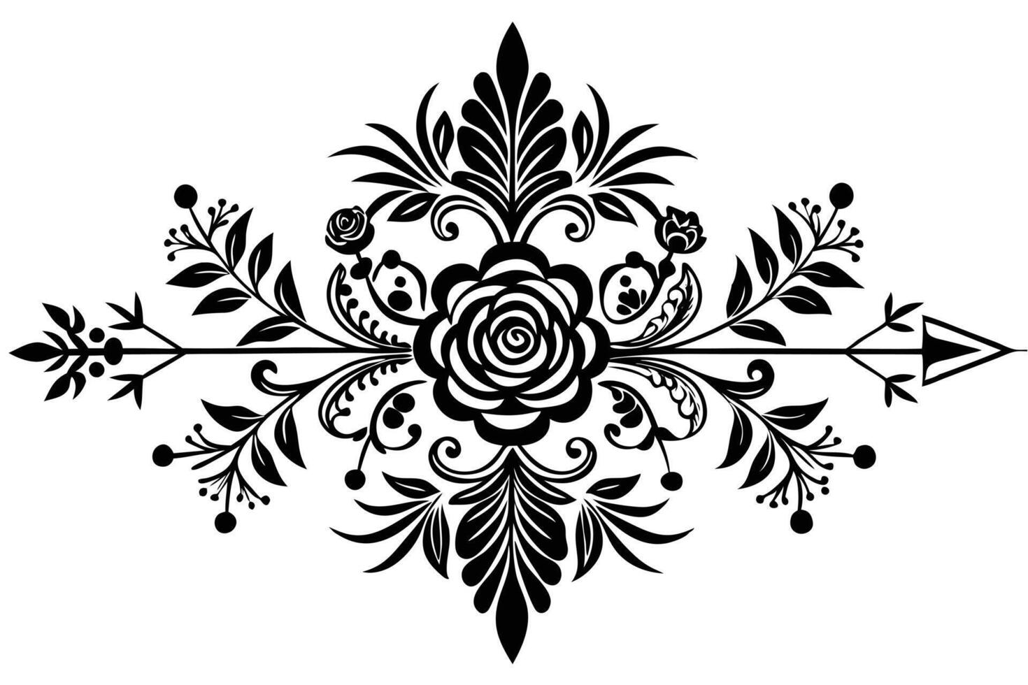 Ornate Floral Arrow Design for Decorative vector