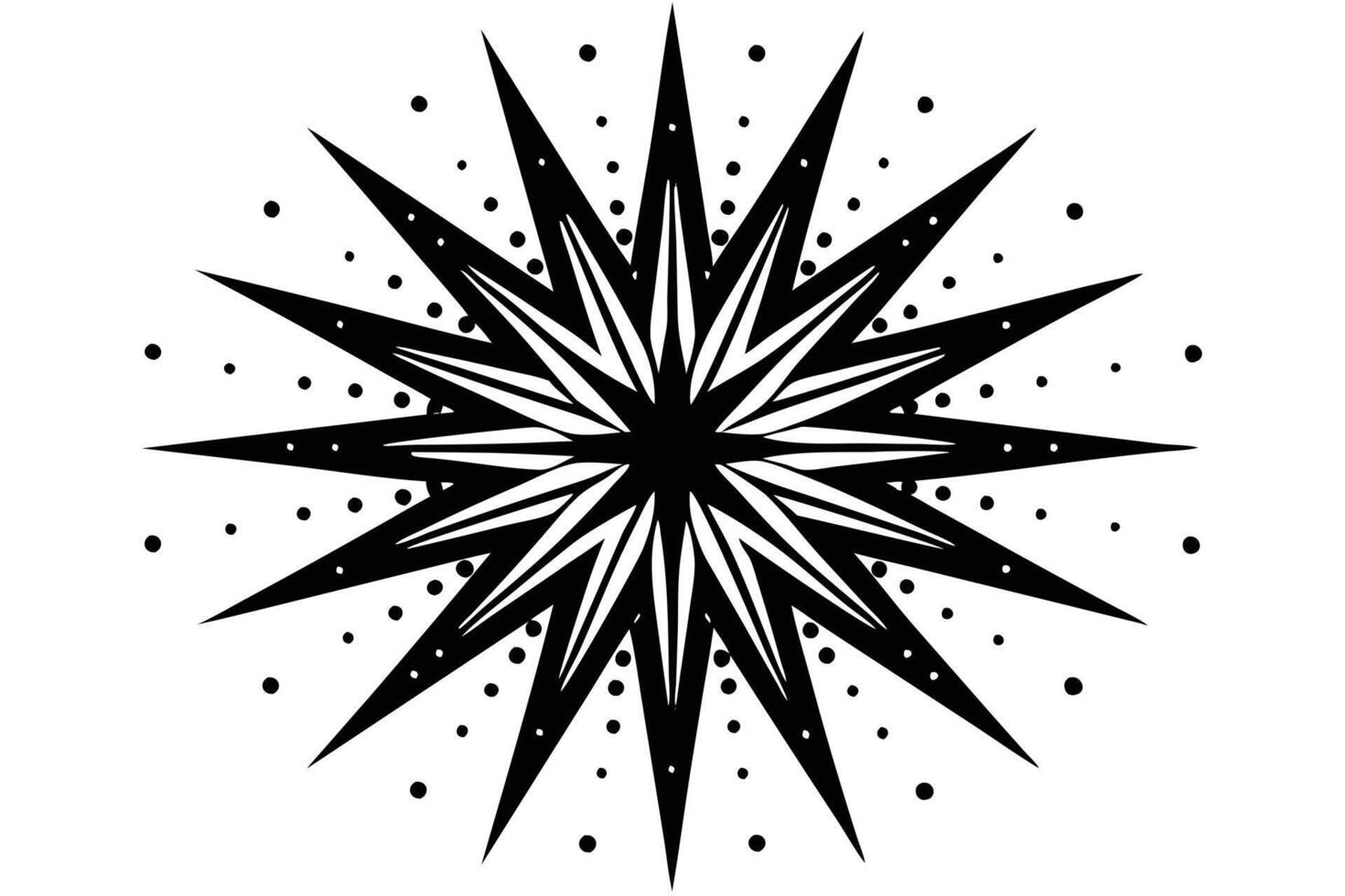 Intricate Black and White Starburst Design for Creative Projects vector