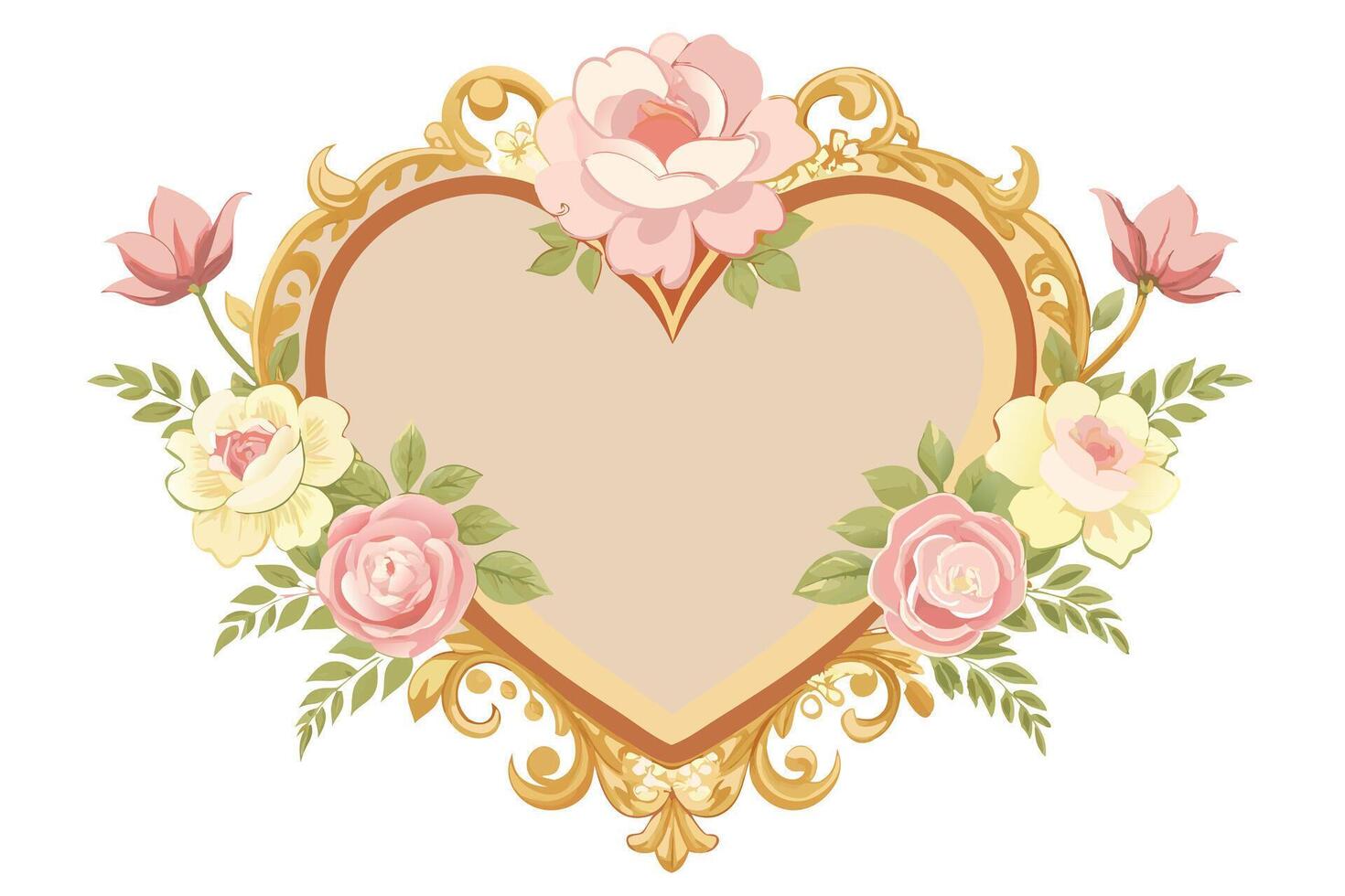 Elegant heart-shaped floral frame design for print. vector