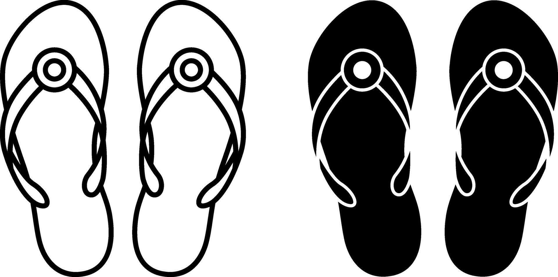 Flip Flops Icons. Black and White Icons. Beach Shoes, Clothing. Brazilian Carnival Concept vector