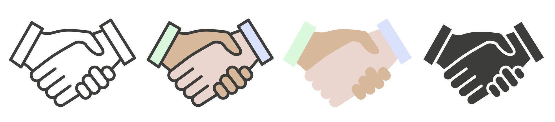 Handshake icon. Symbol of partnership and agreement. Set of handshakes. vector