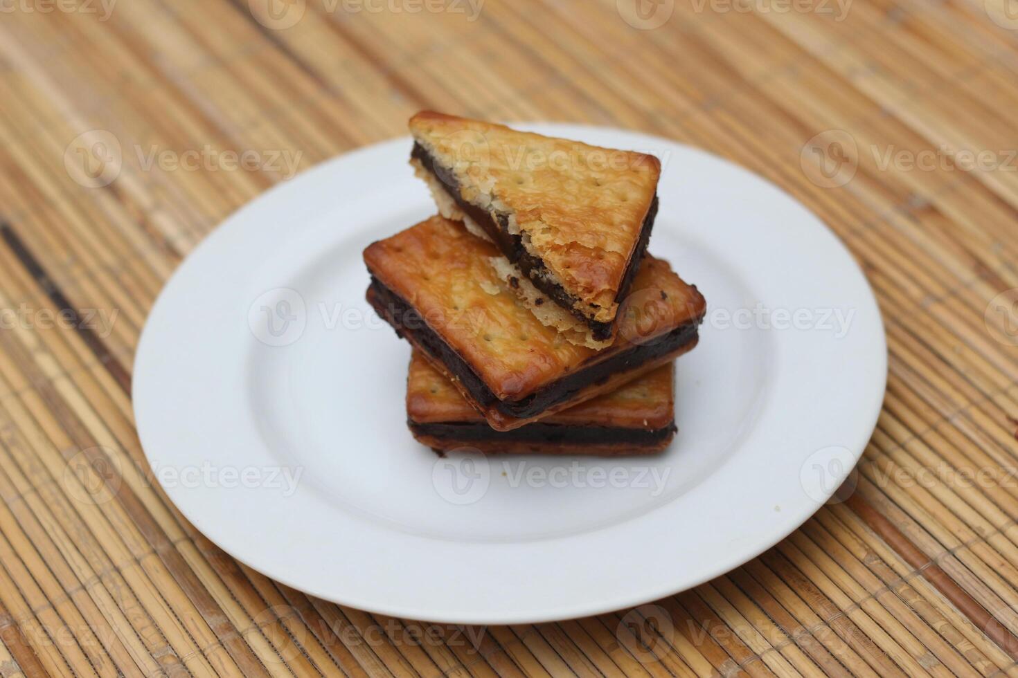 Delicious Chocolate-Filled Crackers on a Plate photo