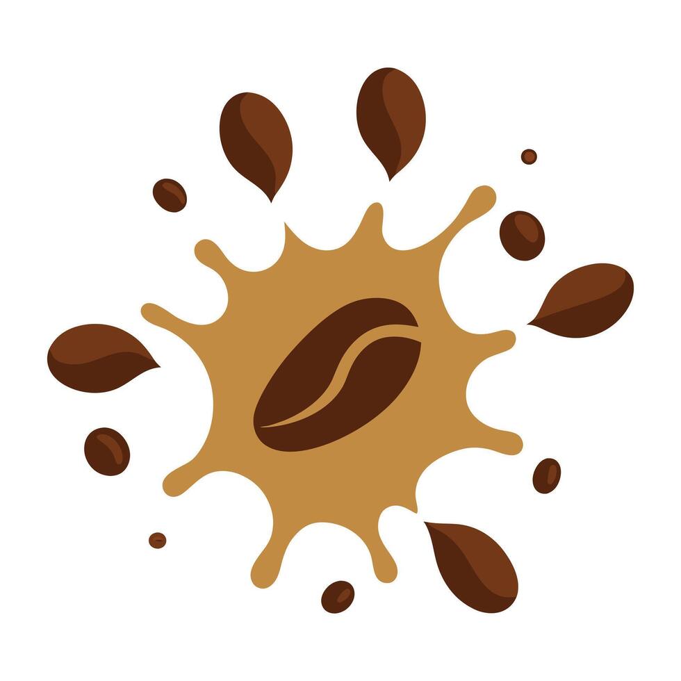 coffee beans splash and splash illustration vector