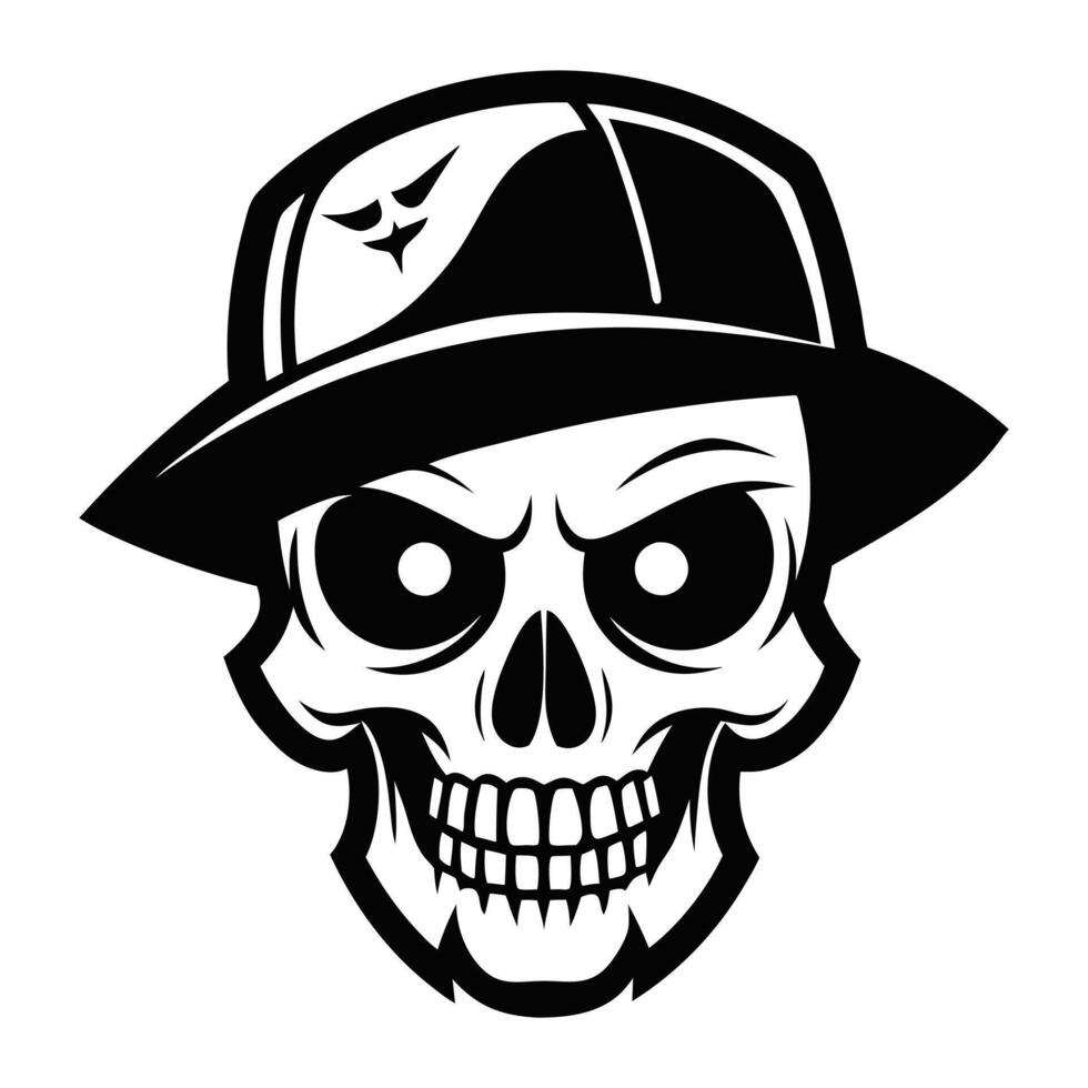 skull in a hat illustration vector