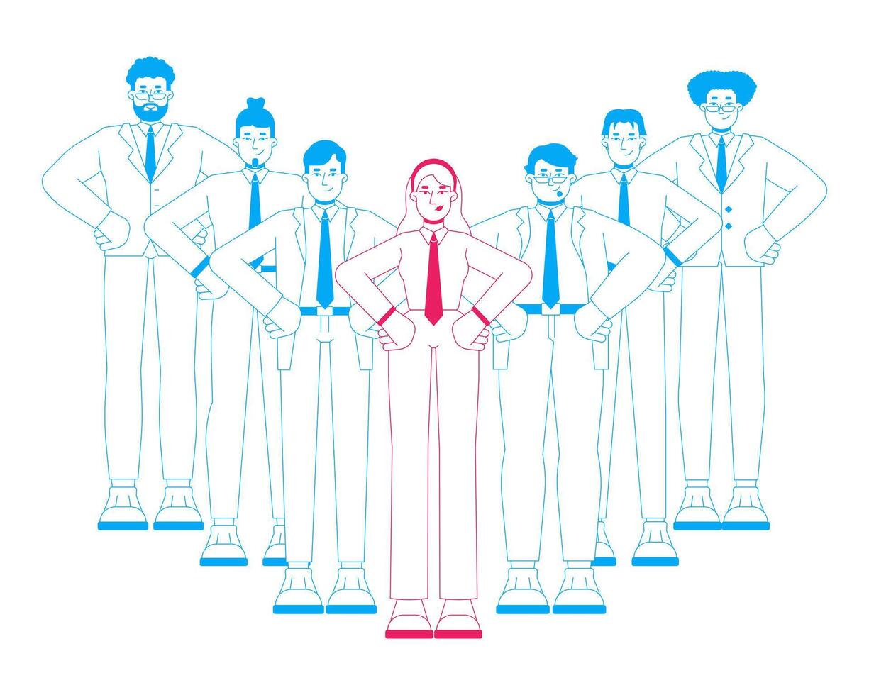 Confident diverse group of professionals 2D cartoon characters. Leadership, teamwork. Corporate unity. Business leaders isolated people flat on white background. Spot illustration colorful vector