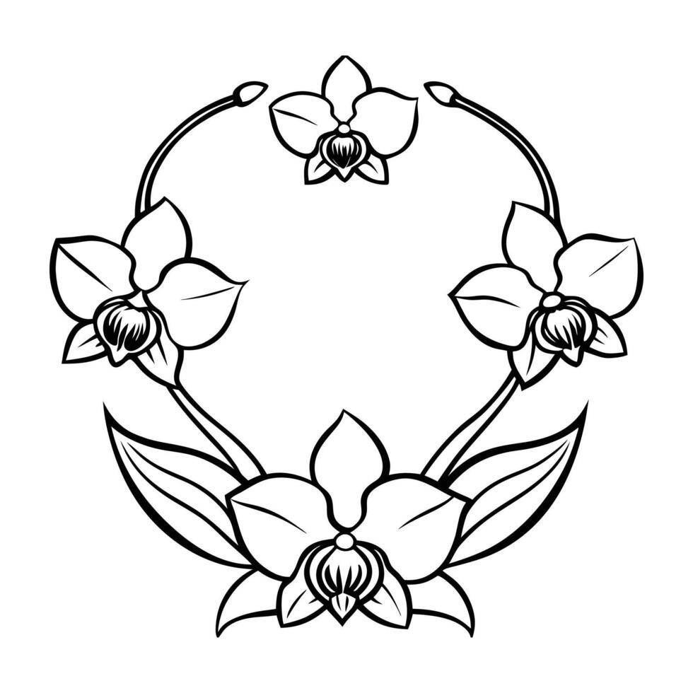 orchid floral border icon vector