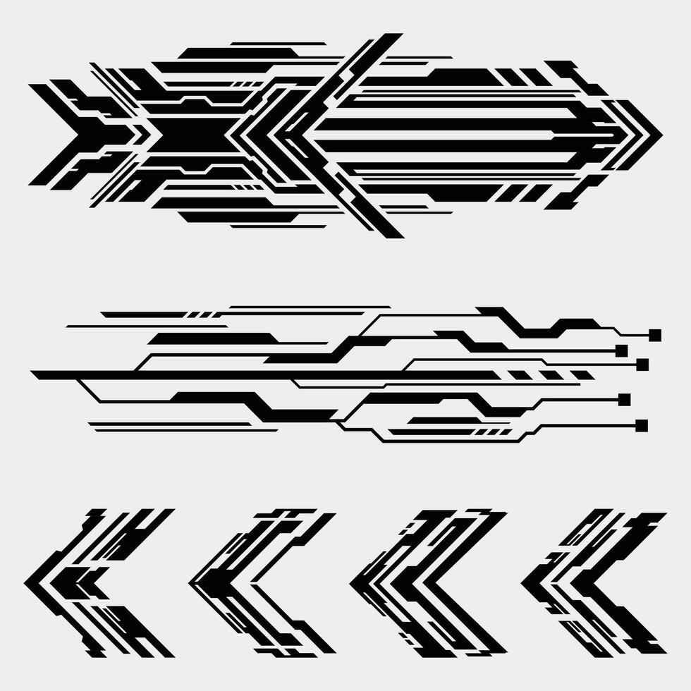 Futuristic Tech Arrows and Digital Circuit Designs vector