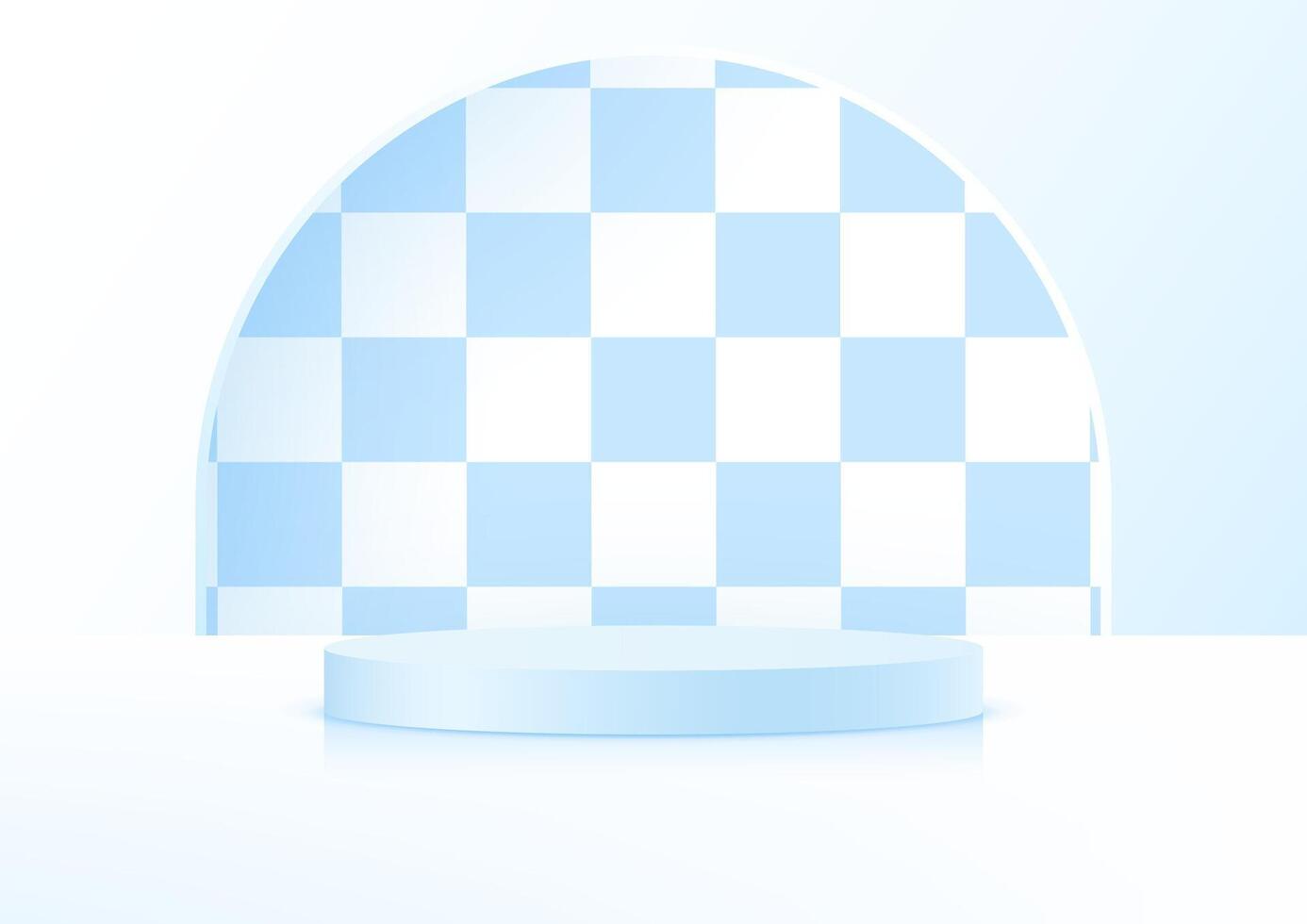 White background 3d with blue podium. 3D abstract studio room with pedestal podium. Space for selling products, backdrop, wallpaper, background, text. illustration vector